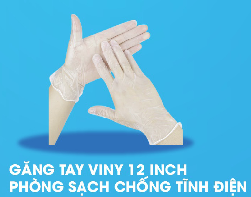 Găng tay Viny 12 inch phòng sạch chống tĩnh điện - Vật Tư Phòng Sạch NBN Bắc Ninh - Công Ty TNHH Vật Tư Công Nghiệp NBN Bắc Ninh